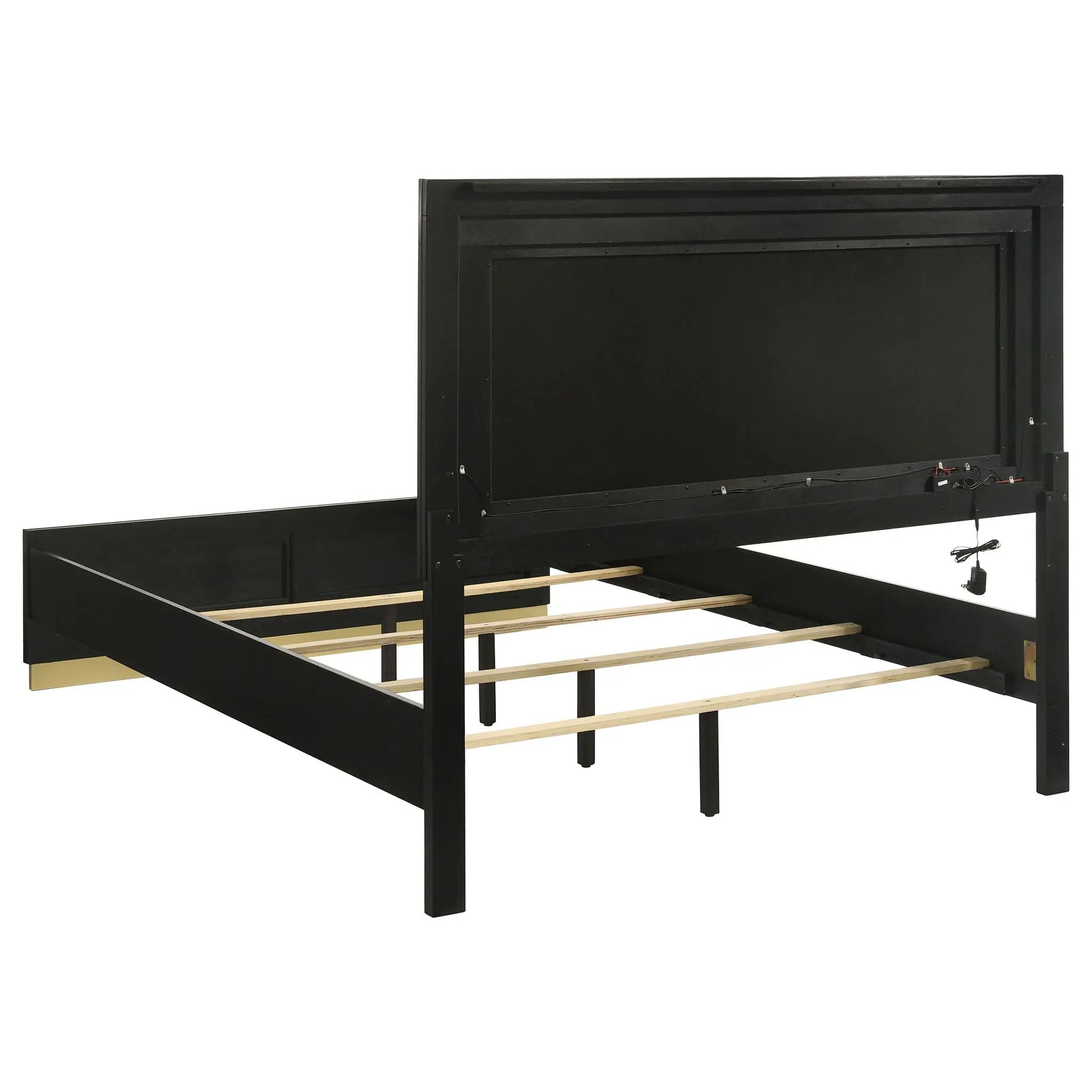 Caraway Wood Queen LED Panel Bed Black by Unique Piece Furniture