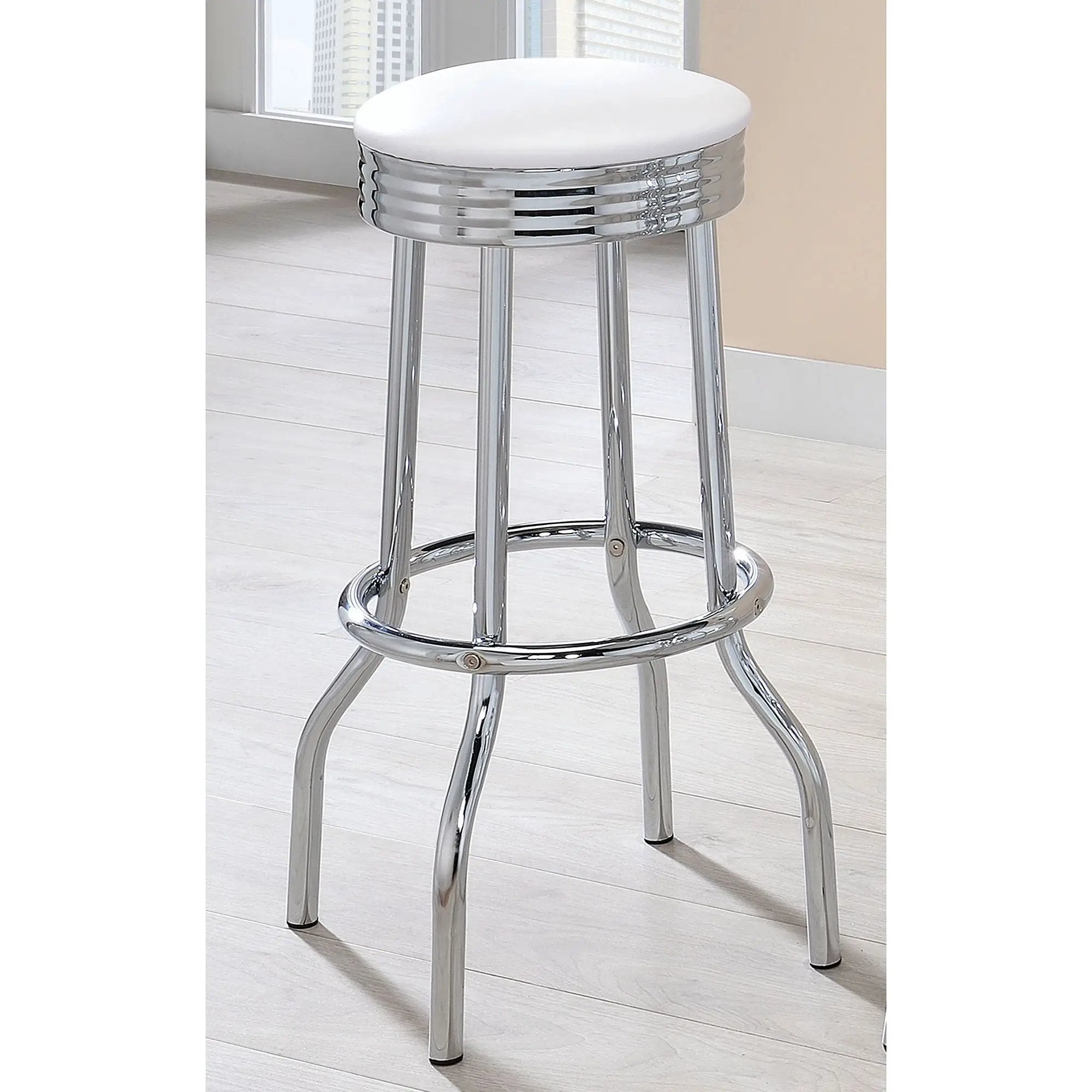 Midge - Upholstered Swivel Bar Stool (Set of 2) - White by HouseOfZazla