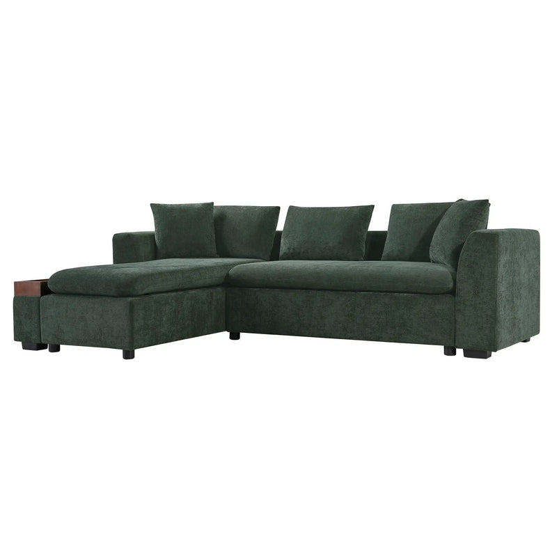 Modern L Shaped Sectional Sofa With Upholstery And Wooden Storage by HouseOfZazla