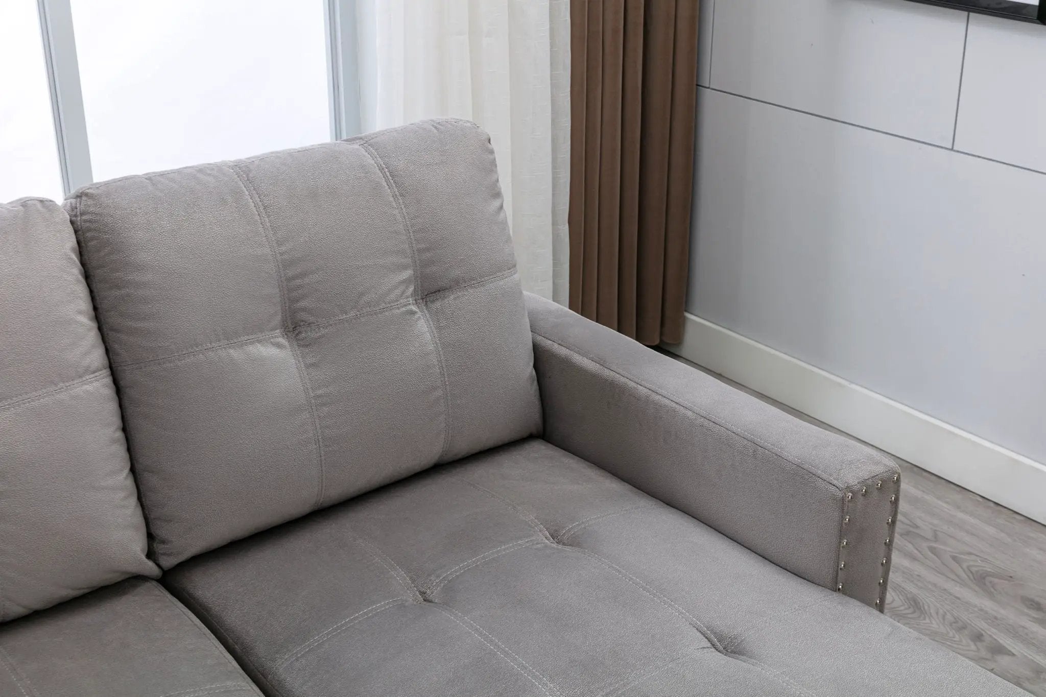 Reversible Sectional Storage Sleeper Sofa Bed, L-Shape 2 Seat Sectional Chaise With Storage, Skin-Feeling Fabric by HouseOfZazla