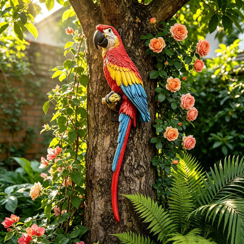 Hanging Scarlet Macaw Parrot Statue by HouseOfZazla