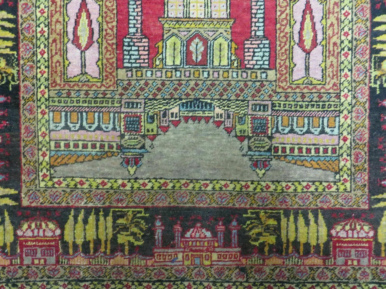 4' X 6' Antique 1920s Handmade Turkish Mehrab Design Wool Rug Lantern Beautiful by Jewel Rugs