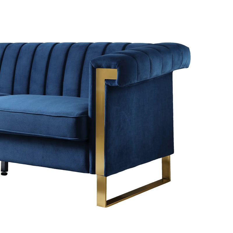 Vintage Blue Velvet 2 Piece Sofa Set by HouseOfZazla