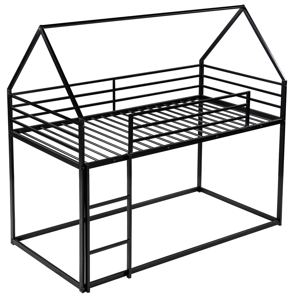 House Bunk Bed With Built In Ladder - Twin Over Twin