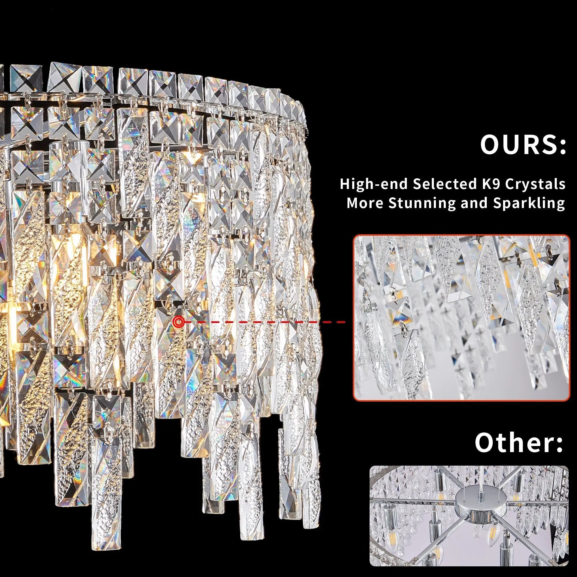 24" Luxurious Round Silver Crystal Chandelier by HouseOfZazla