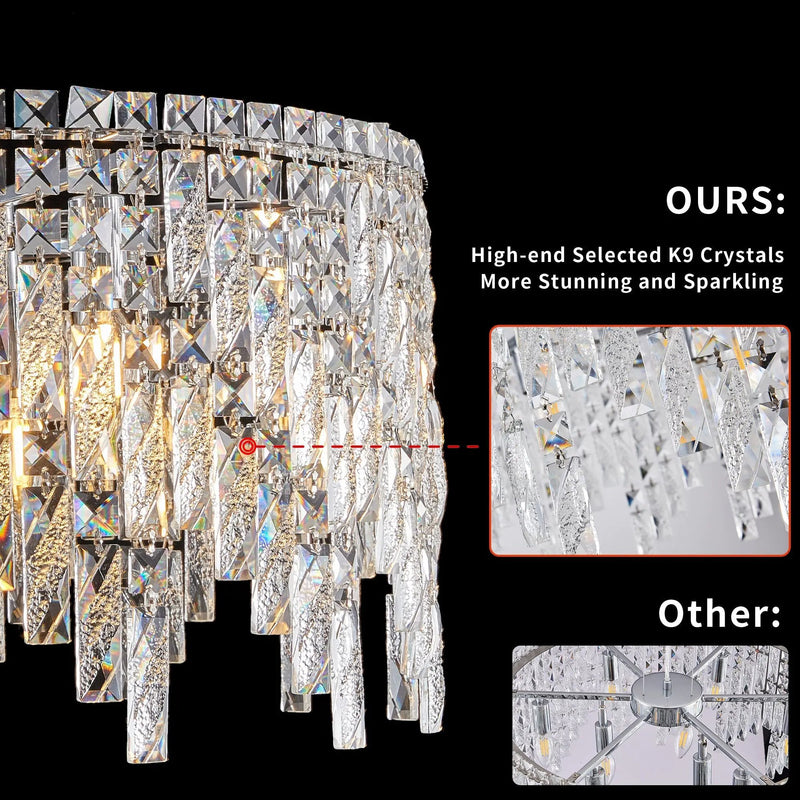 24" Luxurious Round Silver Crystal Chandelier by HouseOfZazla