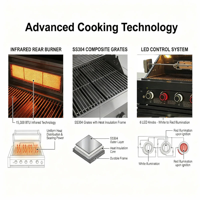 46-Inch 75300 BTU 6-Burners Deluxe Stainless Steel Gas Outdoor Kitchen Barbecue Grill by HouseOfZazla