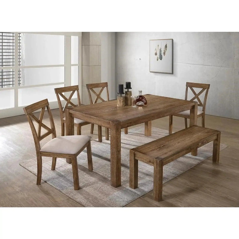 Dining Chair With Open X Back (Set of 2) - Brown / Beige by HouseOfZazla