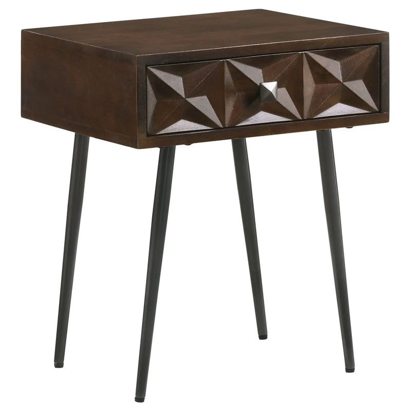Gibson - Coffee 1 Drawer Rectangular Side Table With Angled Legs - Coffee