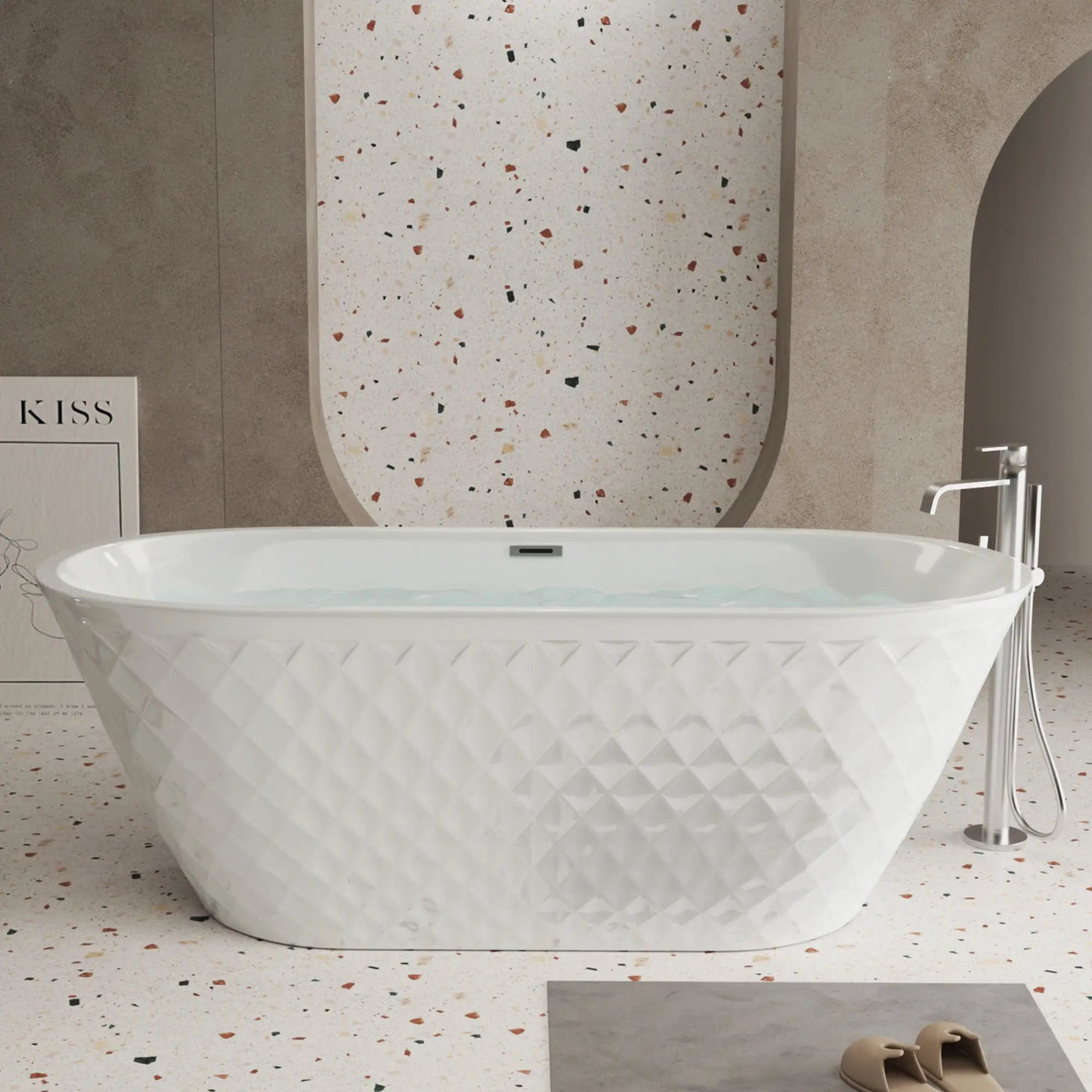 Freestanding Bathtub With Diamond Pattern Design by HouseOfZazla