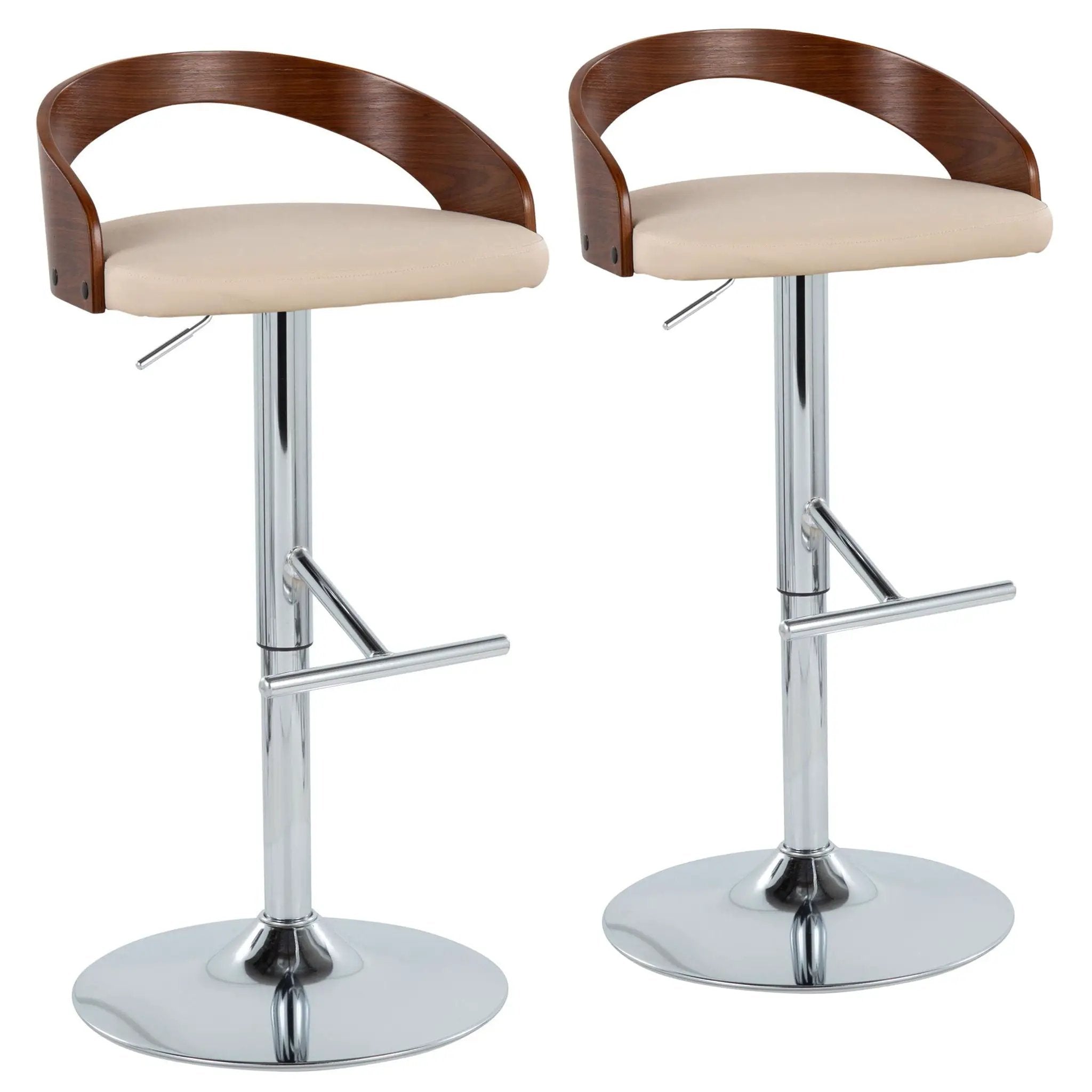 Grotto - Mid Century Modern Adjustable Height Barstool, Swivel With Straight T Footrest (Set of 2) by Unique Piece Furniture