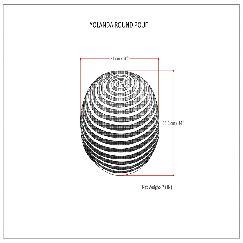Yolanda - Round Pouf - Natural by Unique Piece Furniture
