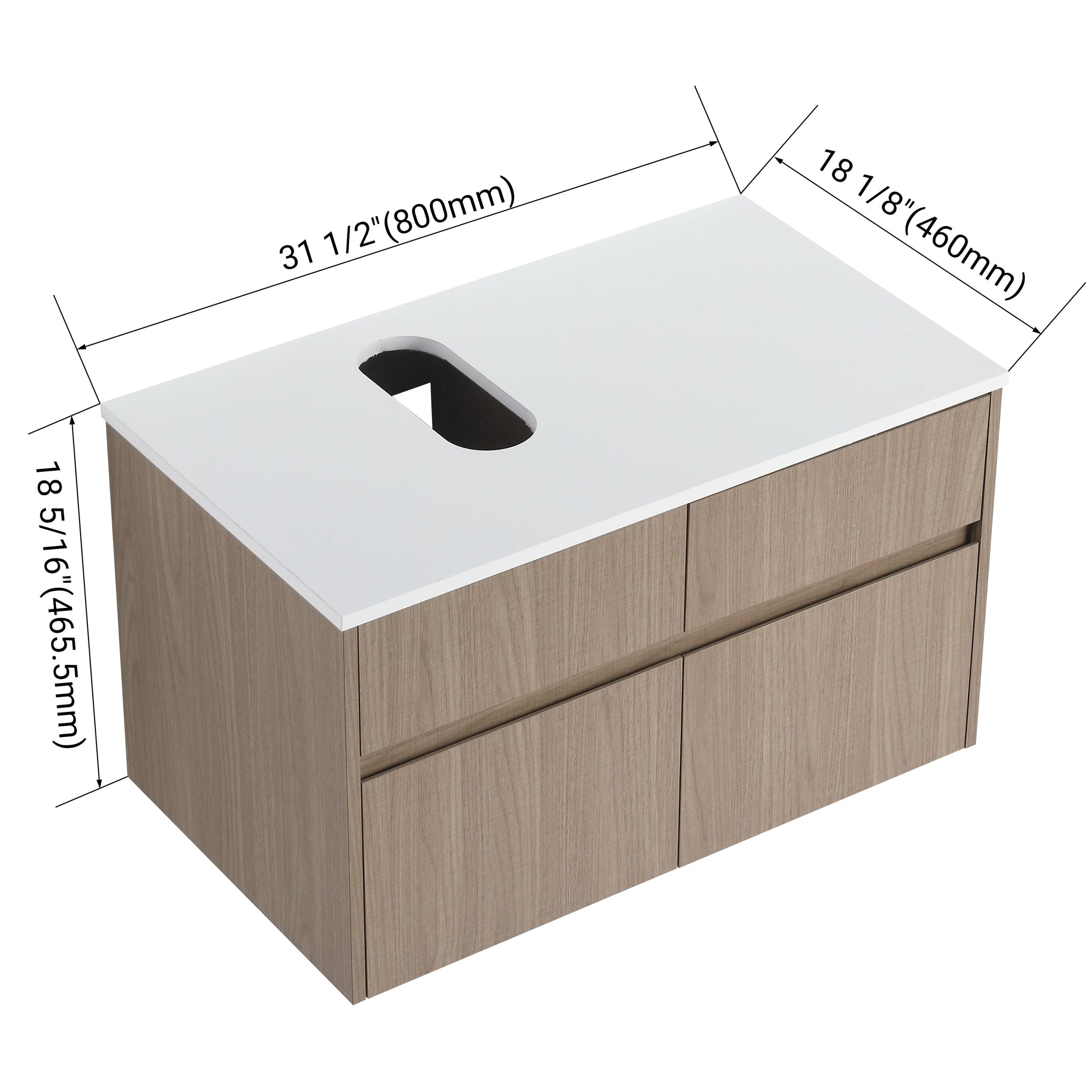 32-Inch Wall-Mounted Bathroom Vanity with Soft Close Doors and Drawer by HouseOfZazla