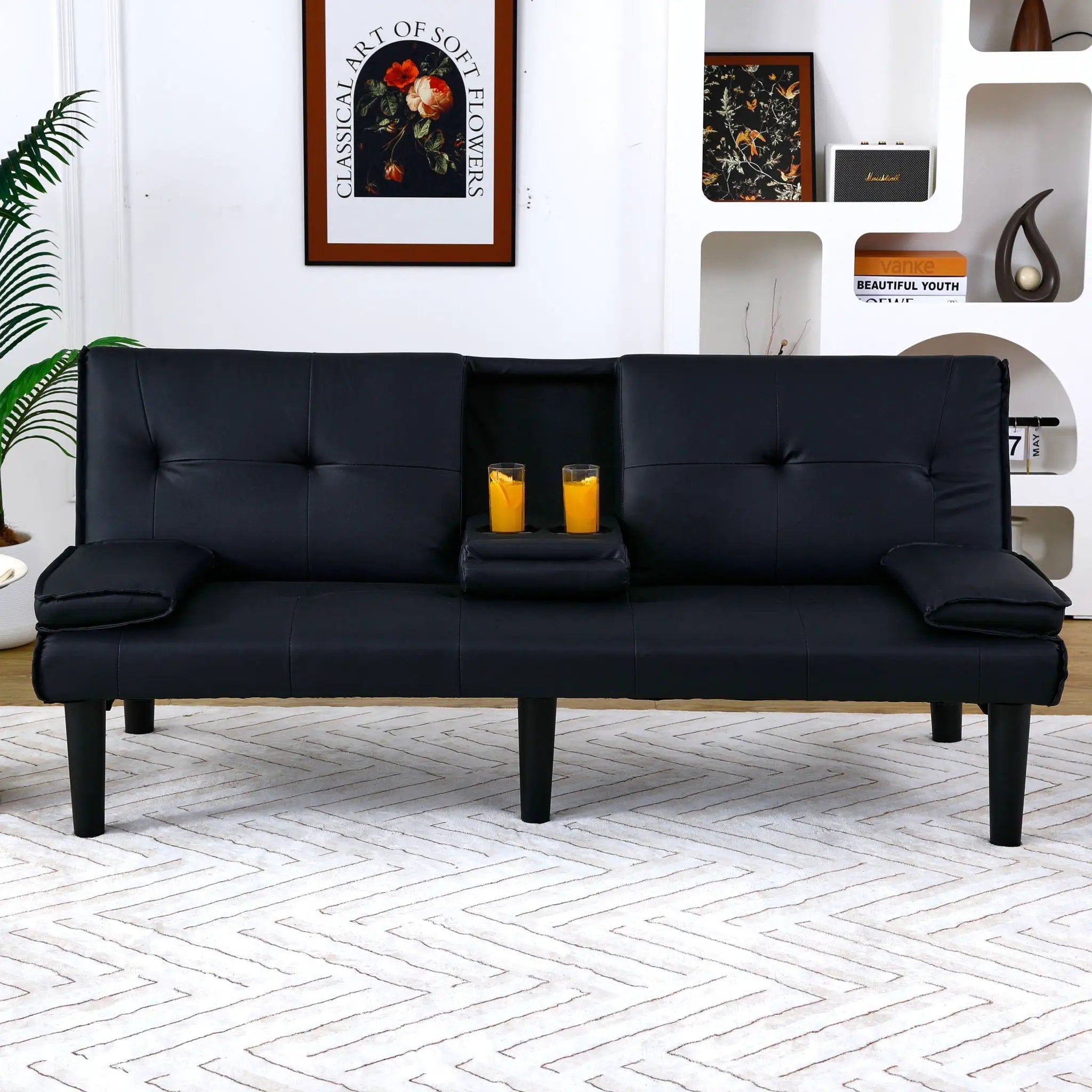 Sofa Bed With Foldable Design And Cup Holder by Unique Piece Furniture