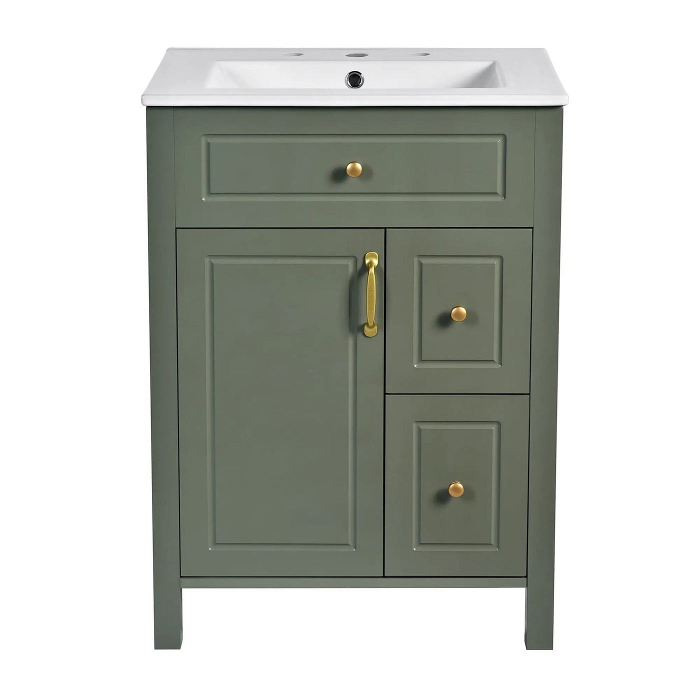 Elegant Bathroom Vanity With Ceramic Sink, Soft Close Doors And Drawers, Double Storage Racks by HouseOfZazla