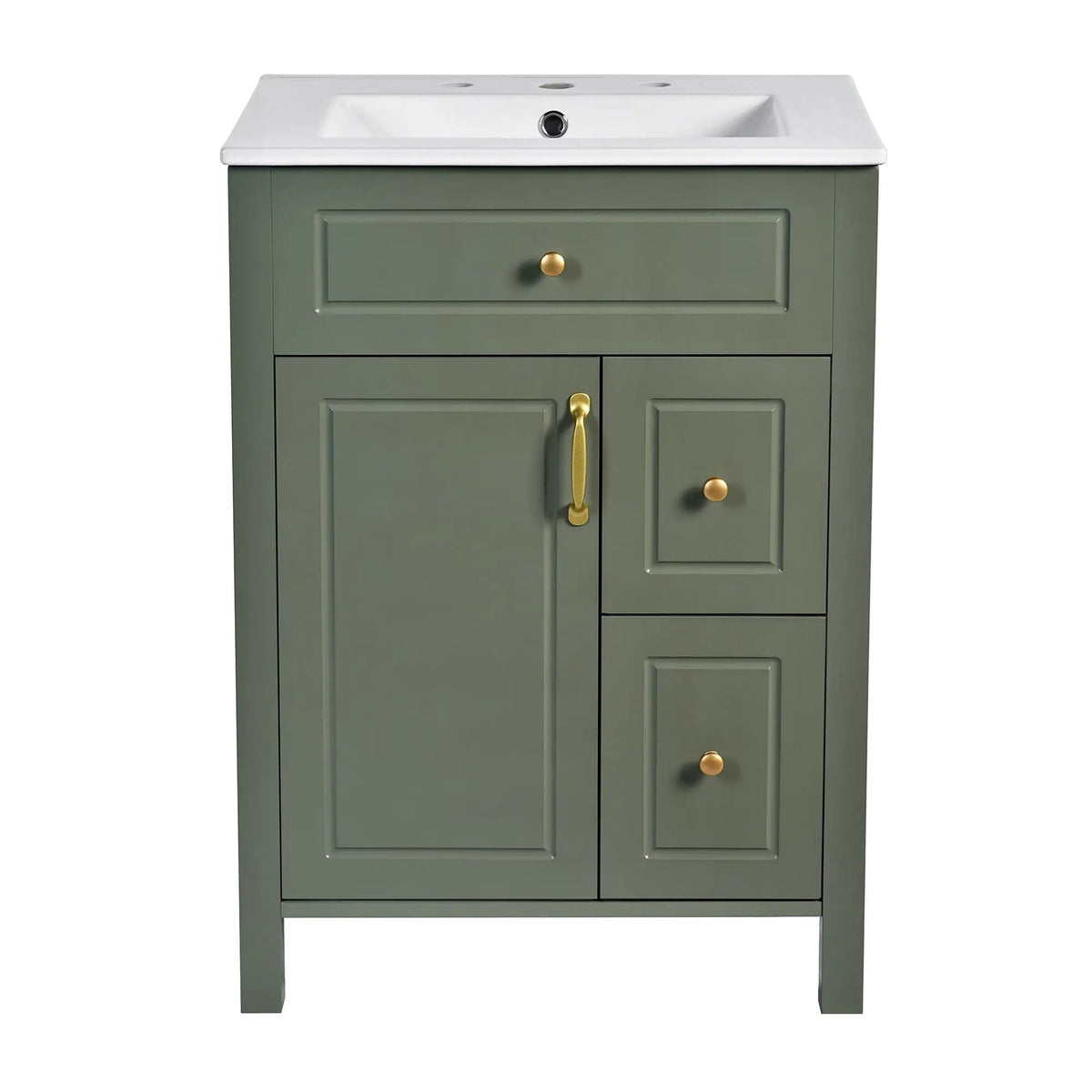 Elegant Bathroom Vanity With Ceramic Sink, Soft Close Doors And Drawers, Double Storage Racks, photo 3 of 20