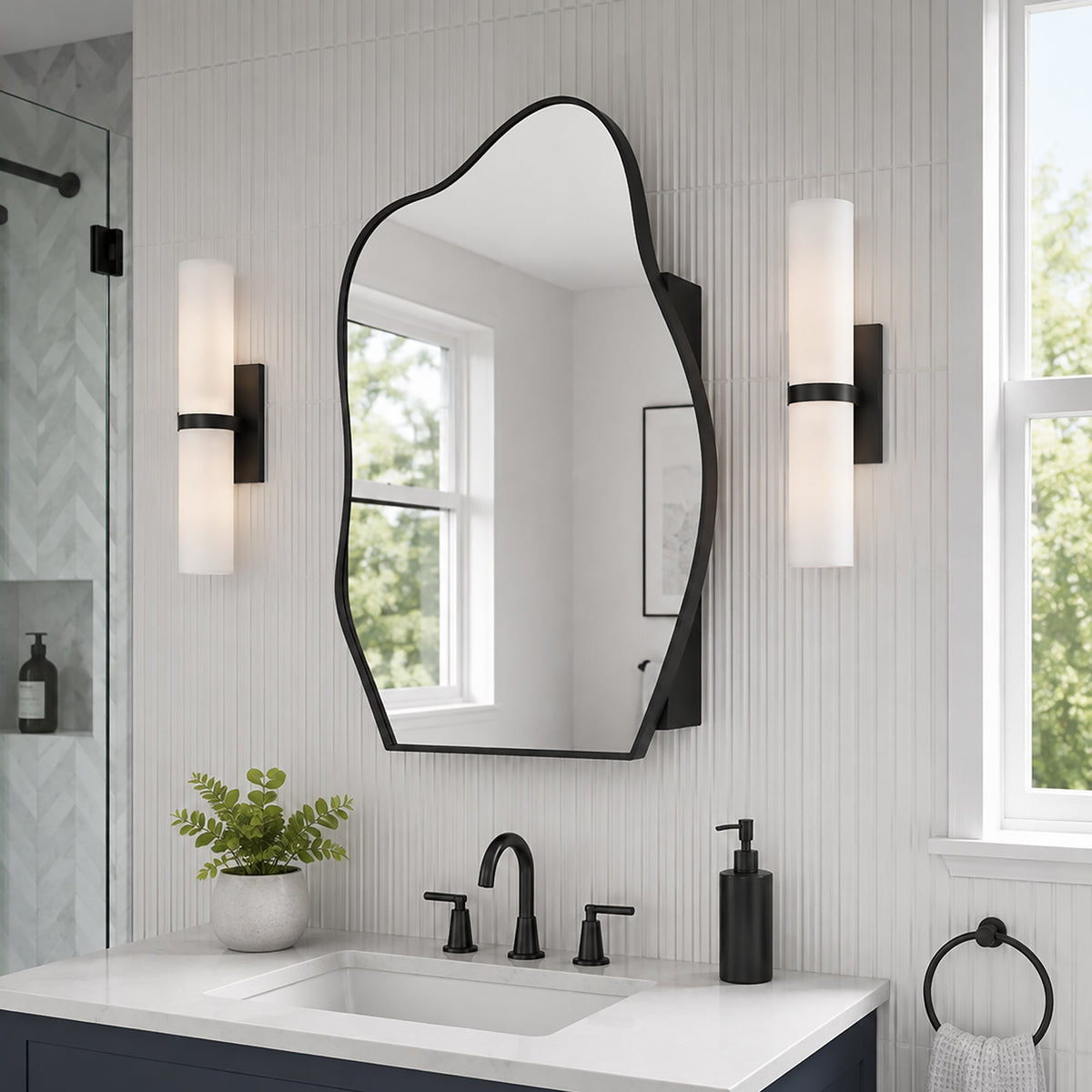 Irregular Cloud-Shaped Medicine Cabinet with Adjustable Glass Shelves - Matte, photo 3 of 10