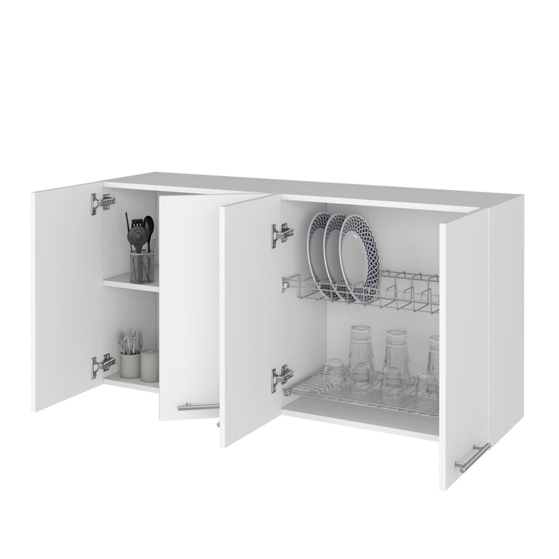 White Kitchen Cabinet Durham Four Doors with Generous Storage - White, photo 4 of 7