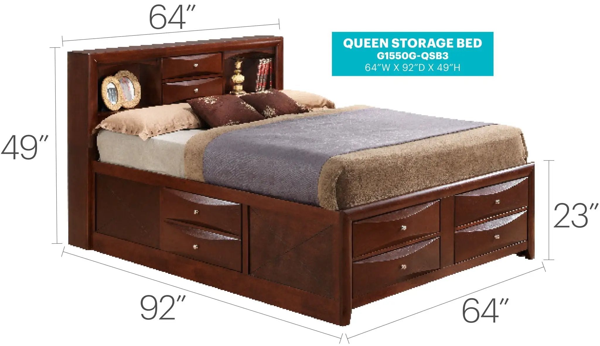 Modern Design Storage Bed With Bookcase Headboard by Unique Piece Furniture
