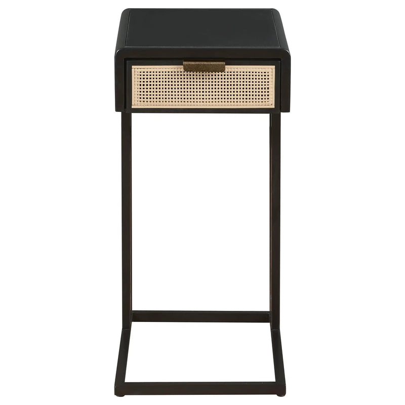Amherst 1-drawer Radio Weave Cane Metal Side Table Black by Unique Piece Furniture