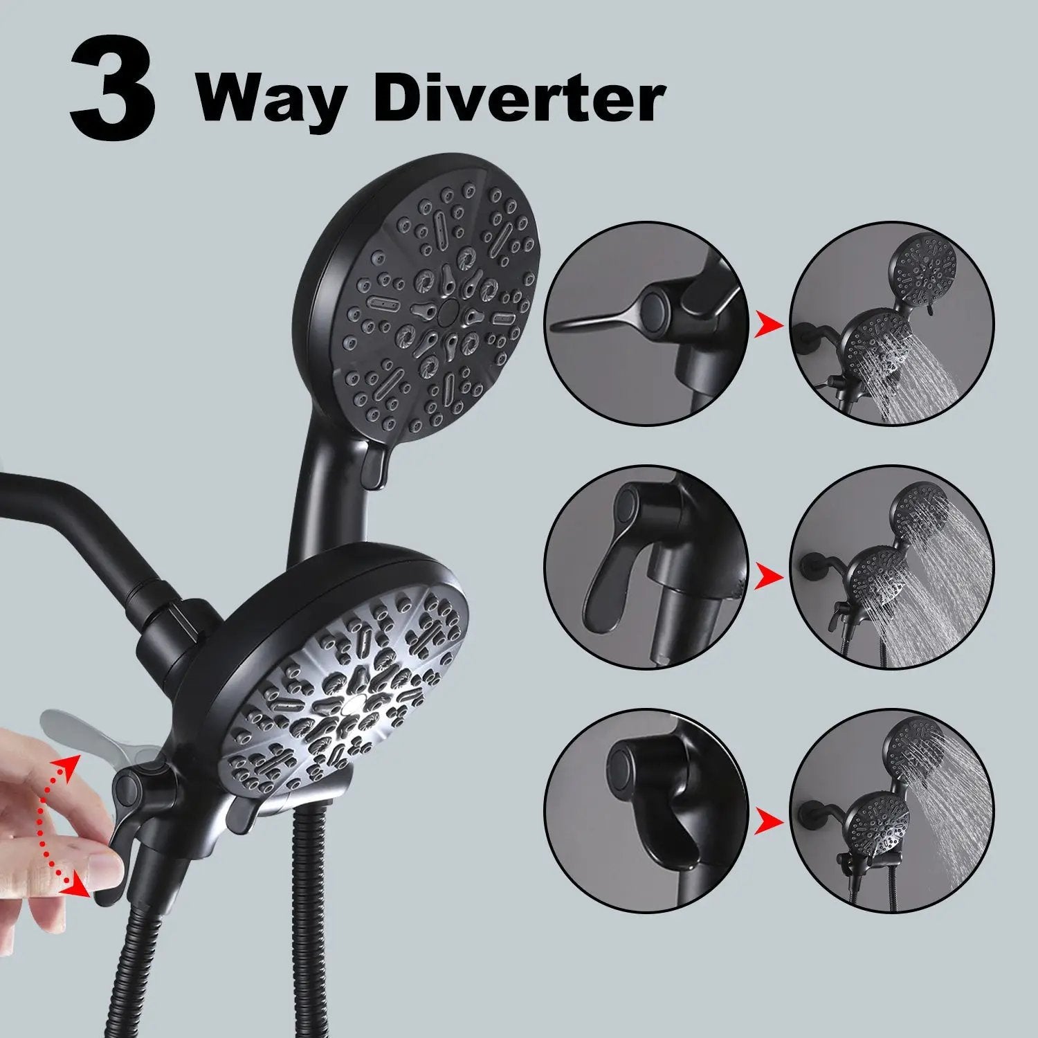 High Pressure 3-Way Rainfall Combo Showerhead by HouseOfZazla