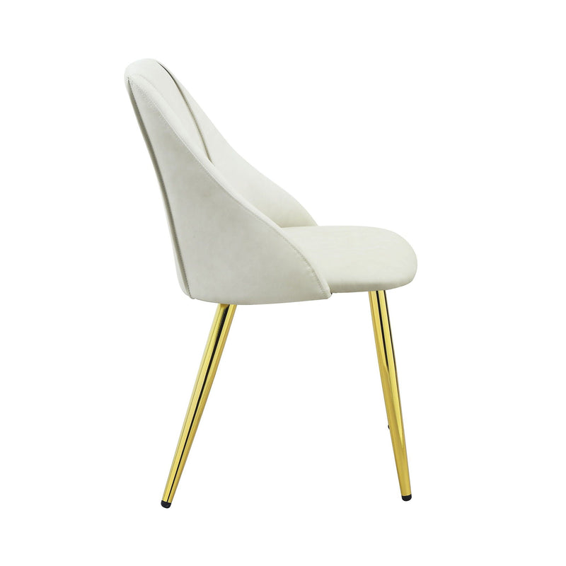 White Synthetic Leather Side Chair Set of 2 with Chrome Legs, photo 5 of 9