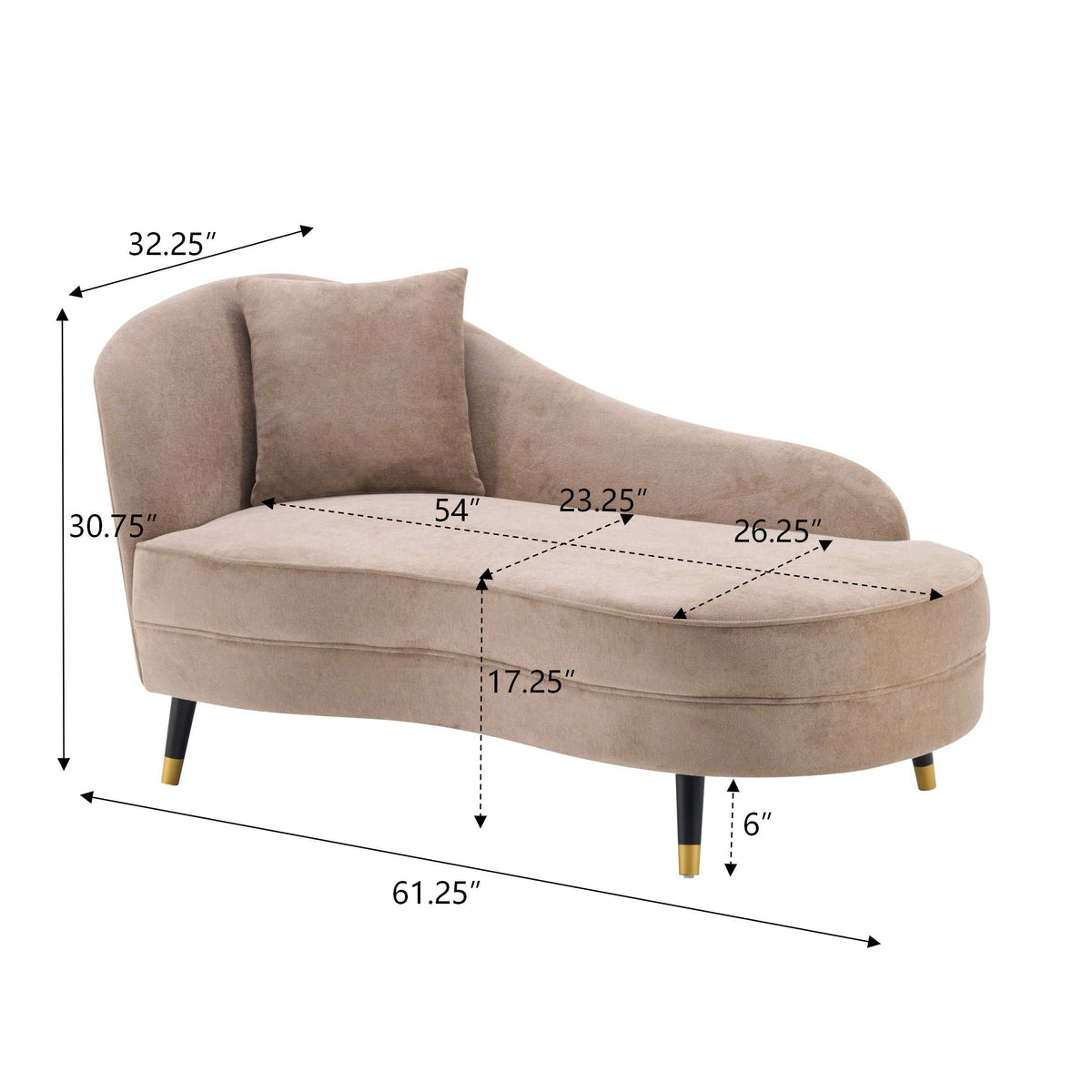 BellaLuxe Velvet Curved Chaise Lounge, photo 3 of 6
