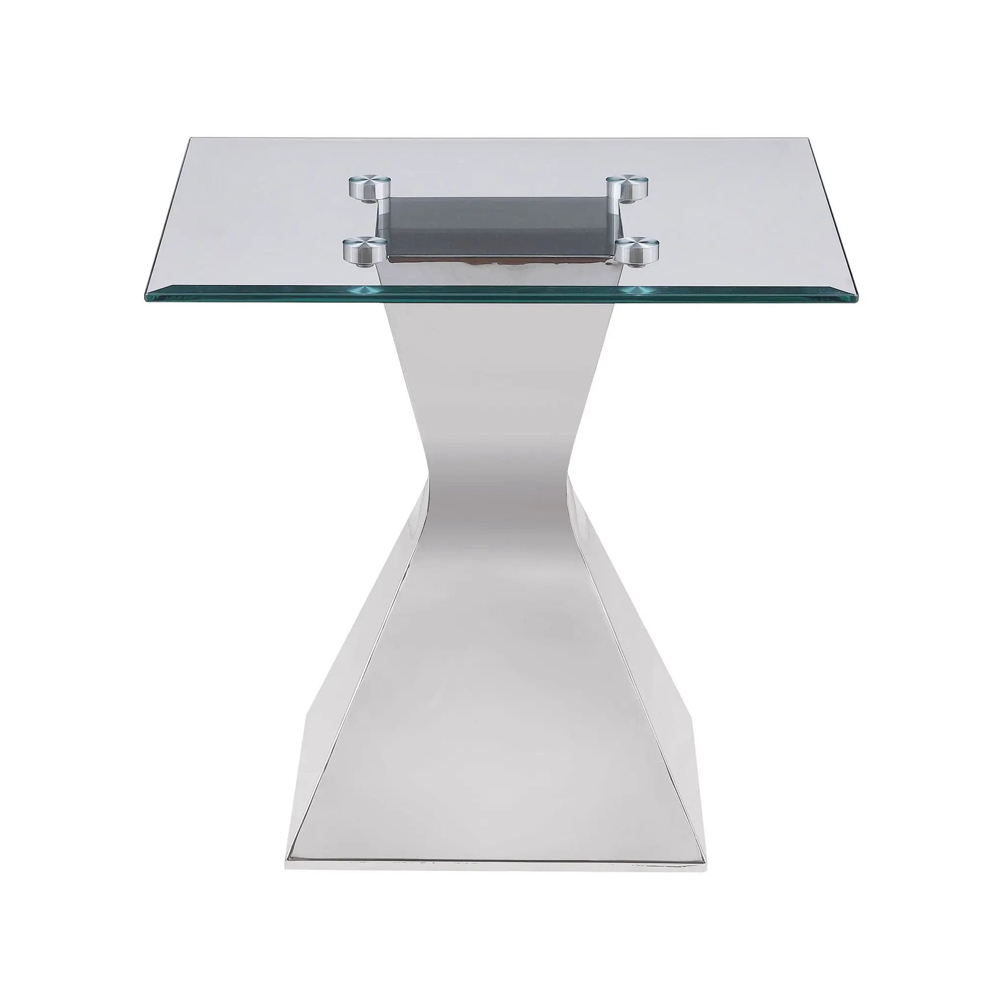 Jenny Glass Top Stainless Steel Side End Table Chrome by Unique Piece Furniture
