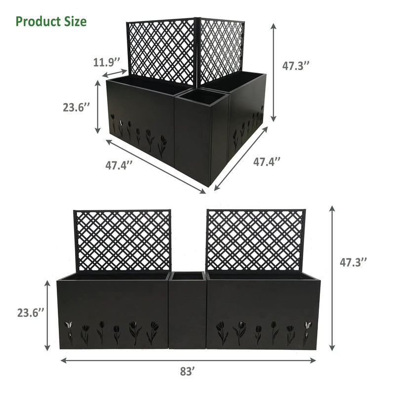 Metal Planter-Trellis Combo Set of 3 by HouseOfZazla