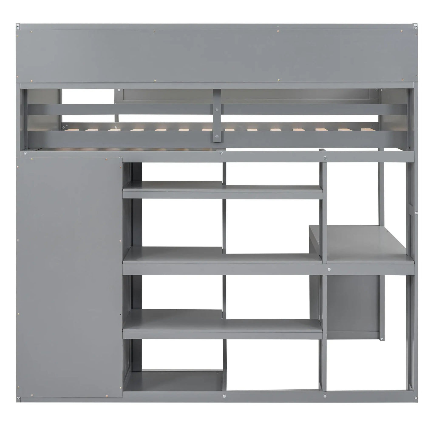 Loft Bed With Built In Desk, Storage Shelves, And Wardrobe by HouseOfZazla