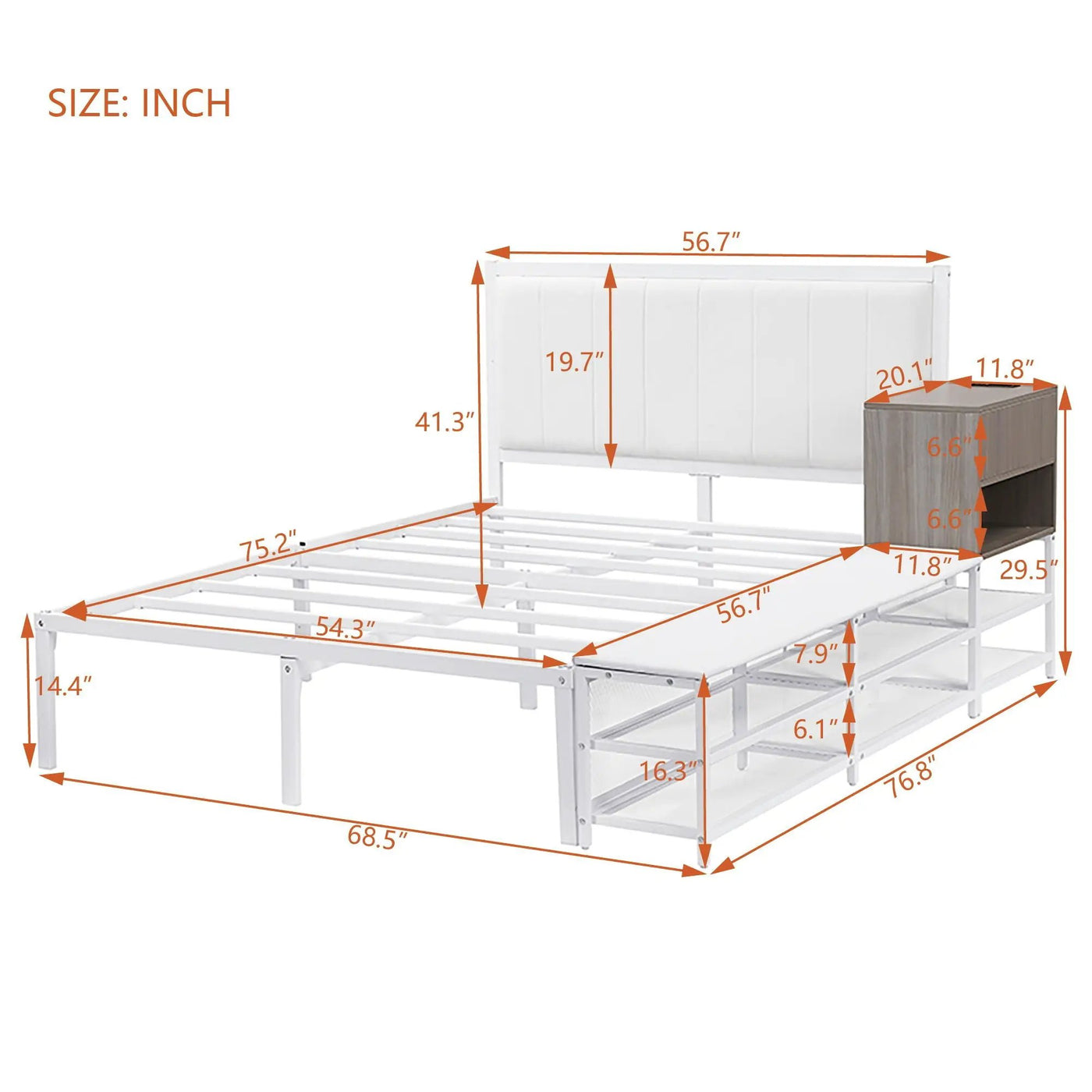 Platform Bed With 2 Tier Storage Shelves, Storage Cabinet by HouseOfZazla