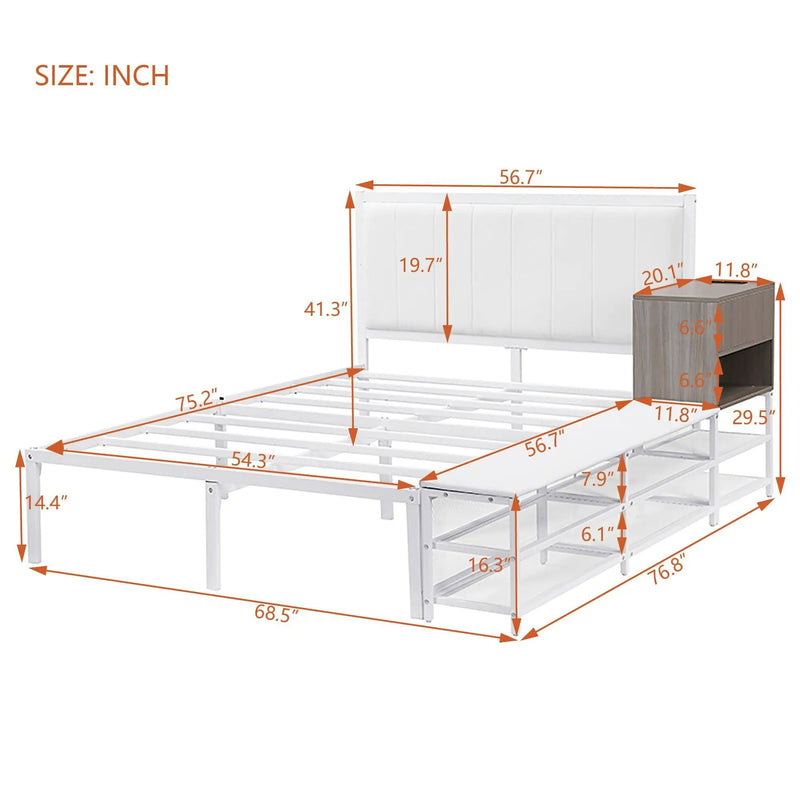 Platform Bed With 2 Tier Storage Shelves, Storage Cabinet by HouseOfZazla