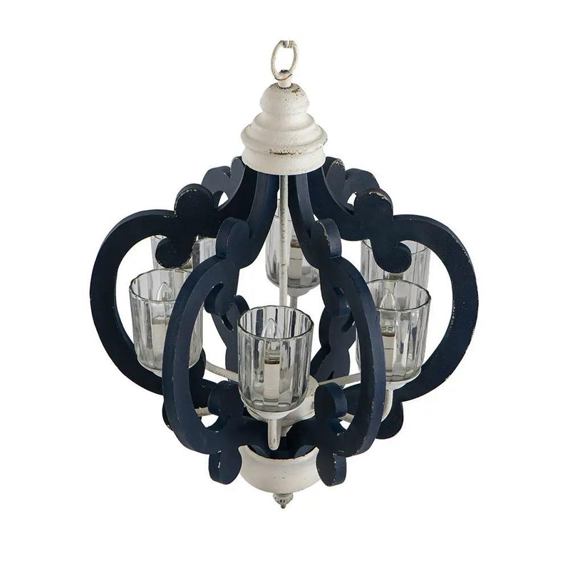 Wood Chandelier 6 Light Farmhouse Pendant Lighting Wood Hanging Light Fixture For Kitchen Living Dining Room, Bulb Not Included - Cream by HouseOfZazla
