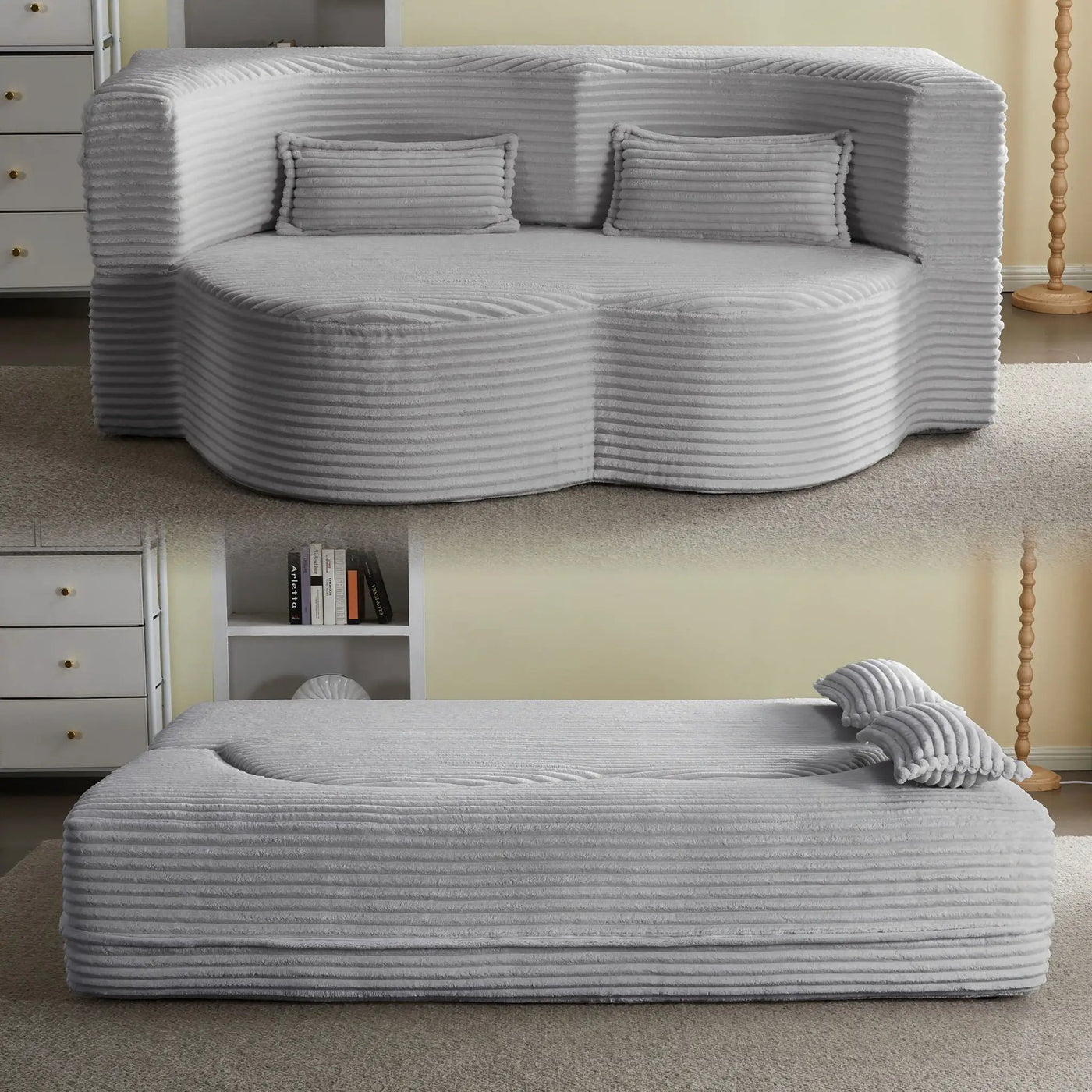 Floor Convertible Sleeper Sofa Bed With 2 Pillows by HouseOfZazla