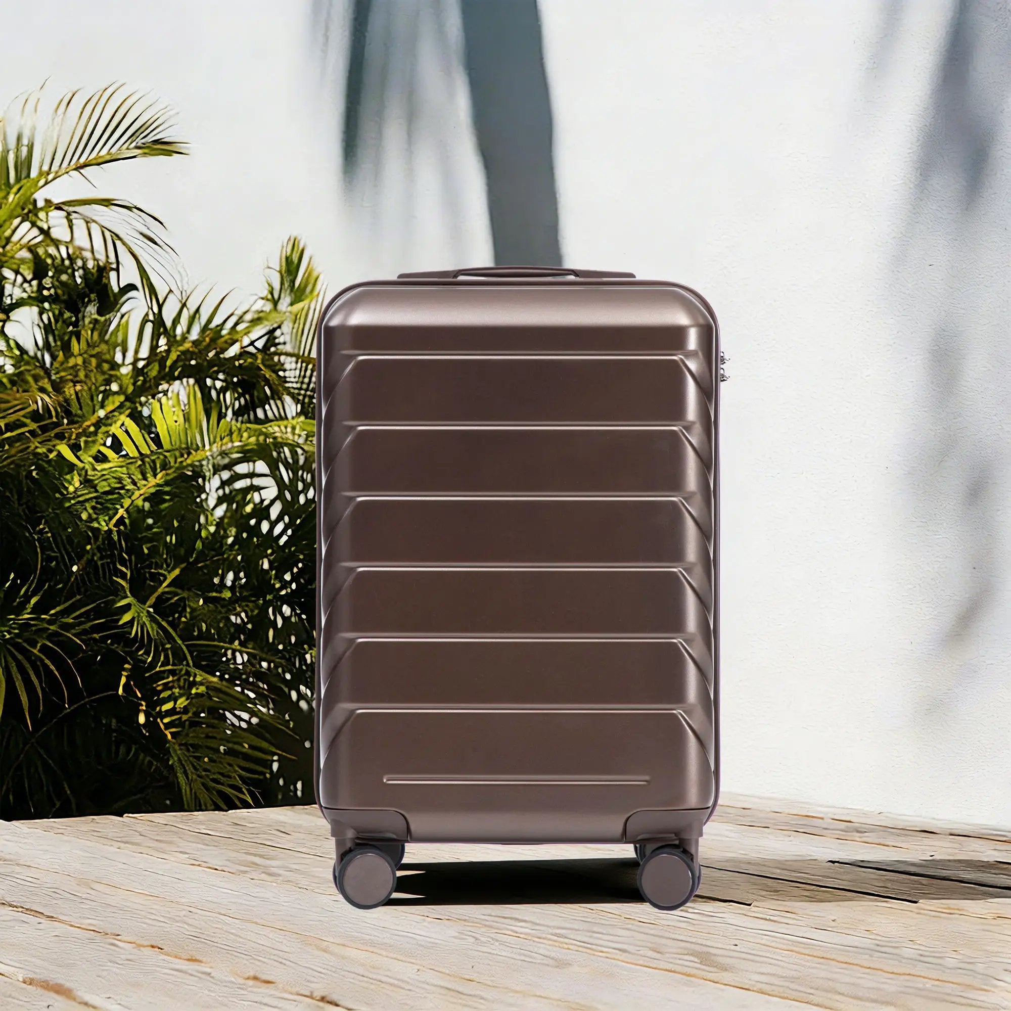 20 Inch ABS Hard Shell Travel Checked Luggage - Brown by HouseOfZazla