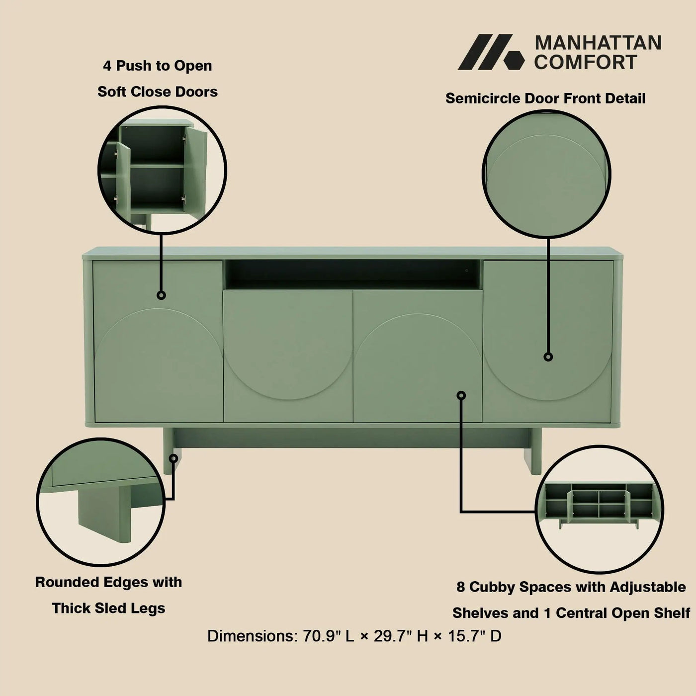Ella - Sideboard With Adjustable Shelves by HouseOfZazla