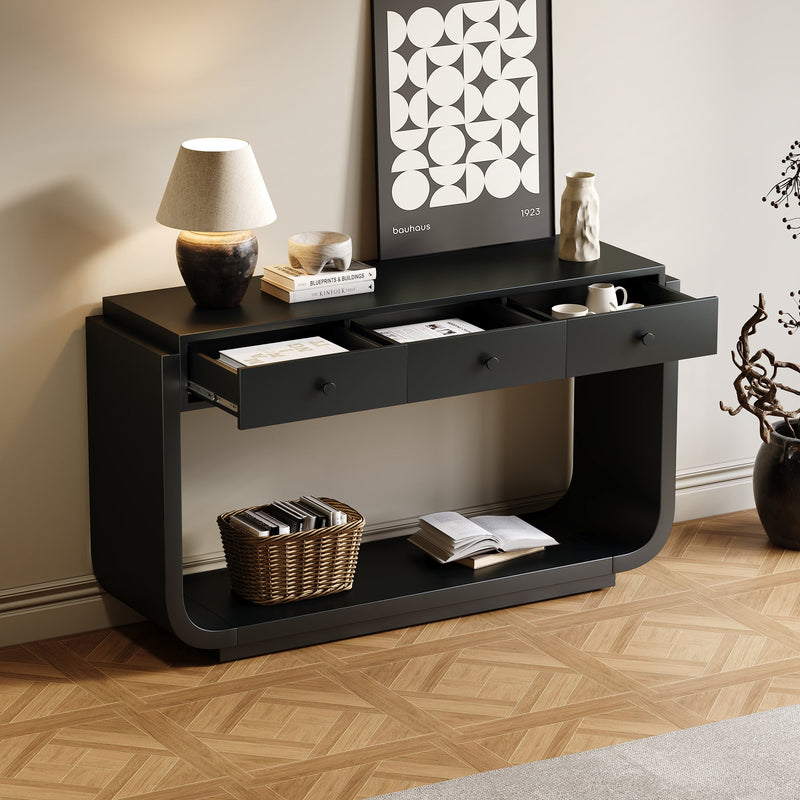 Classic-Style Console Table with Storage and Display Shelf - Black, photo 2 of 10