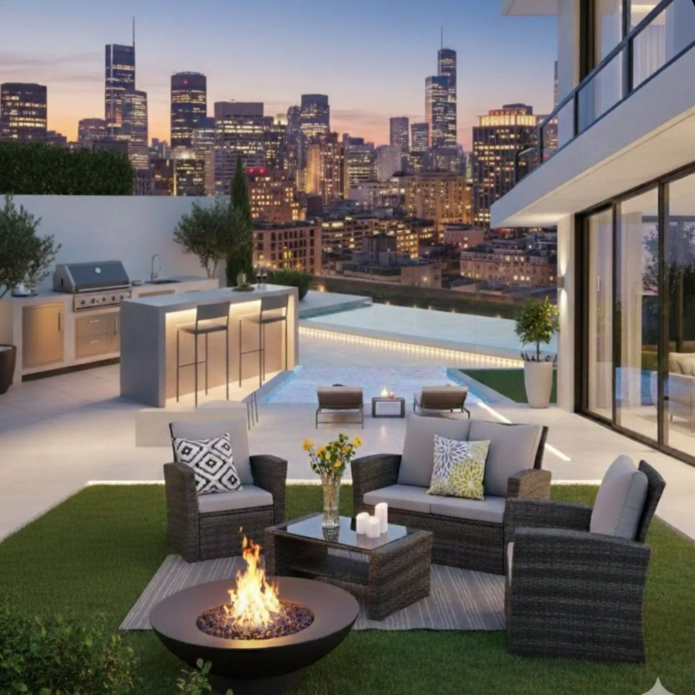 Modern Patio Set With Table And Cushions by HouseOfZazla