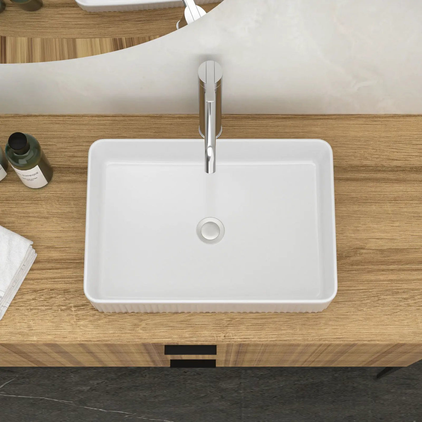 Modern Ceramic Rectangular Vessel Bathroom Sink by HouseOfZazla
