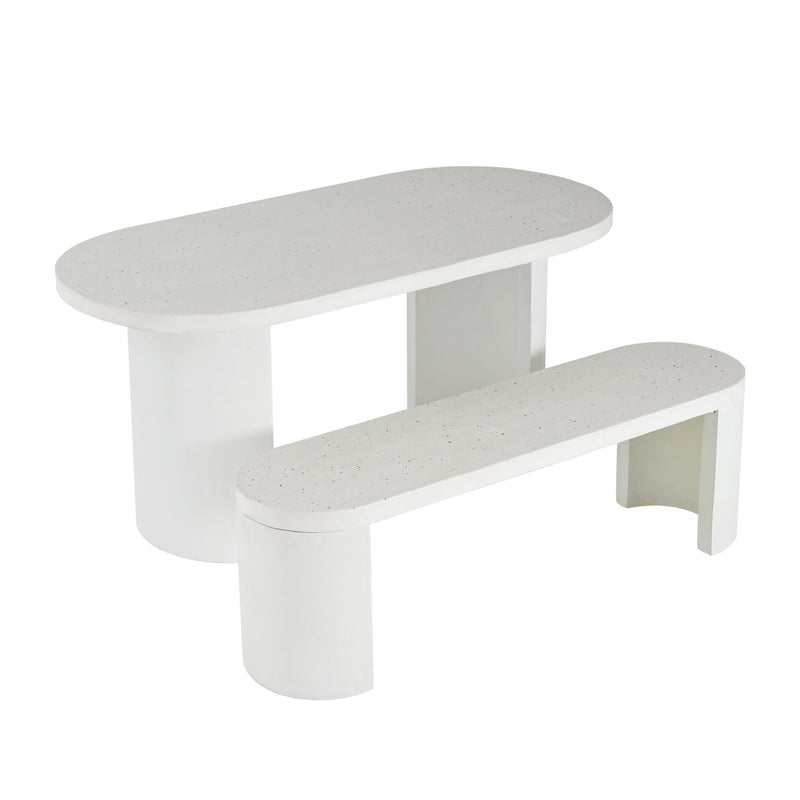 2 Piece Modern Outdoor Concrete Dining Set - Terrazzo, photo 2 of 10