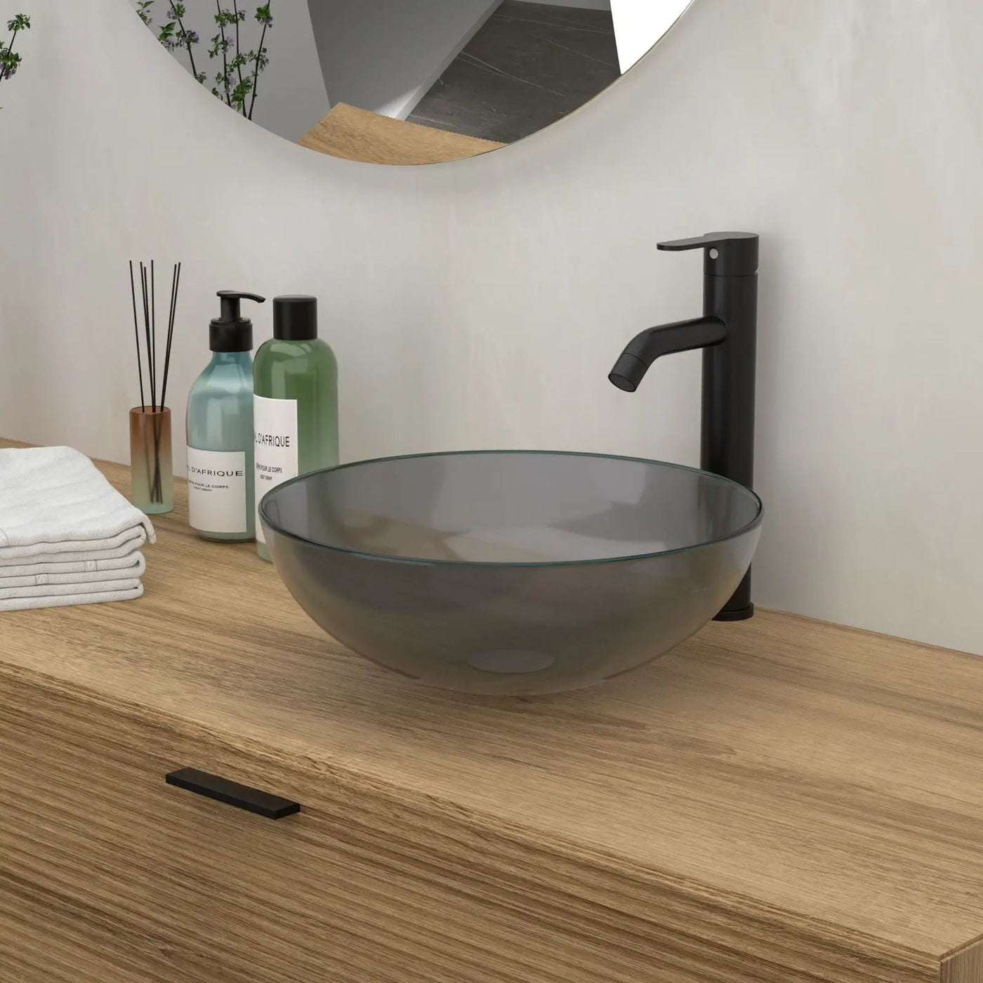 Artistic Tempered Glass Vessel Sink With Pop Up Drain by HouseOfZazla