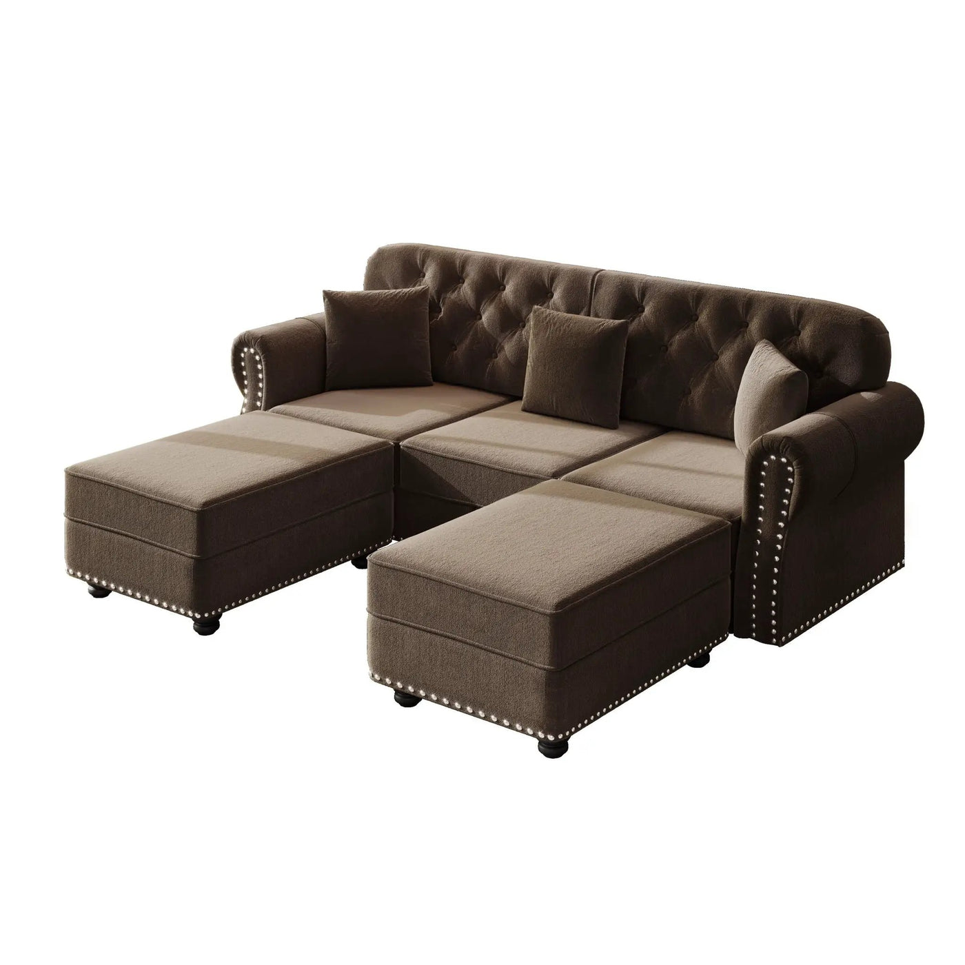 Upholstered Sofa Set With Nailhead Trim And Rolled Armrests, Includes Pillows by HouseOfZazla