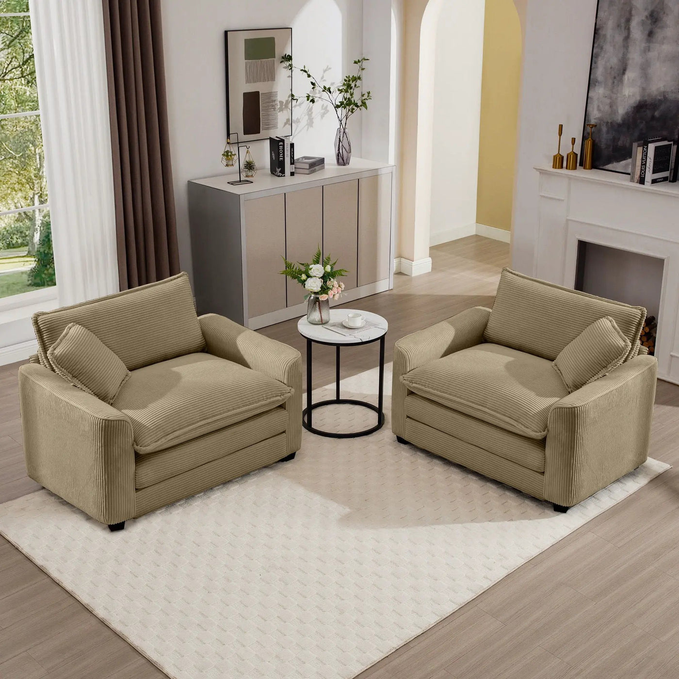 Modern Classic Fabric Single Chair Deep Seat Sofa With Pillow by HouseOfZazla