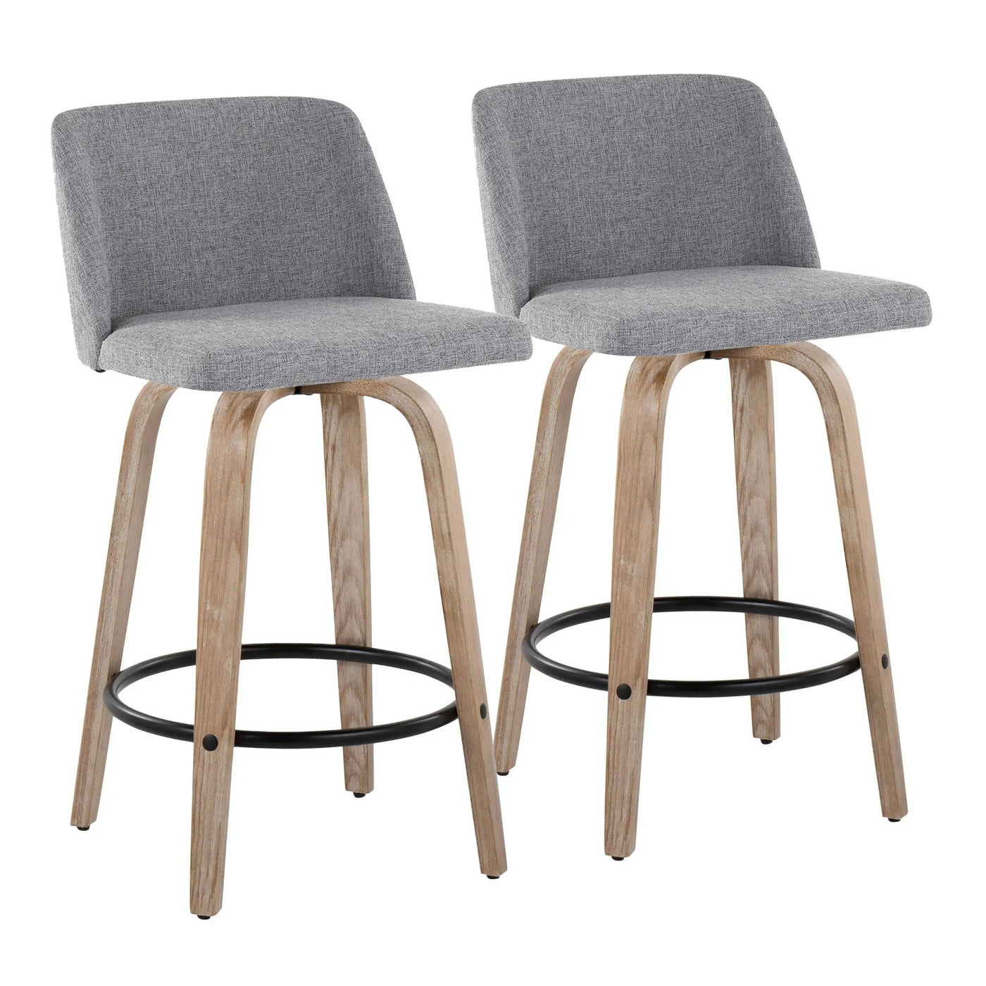 Toriano - Contemporary Fixed-Height Counter Stool & Swivel With Round Footrest (Set of 2) by HouseOfZazla