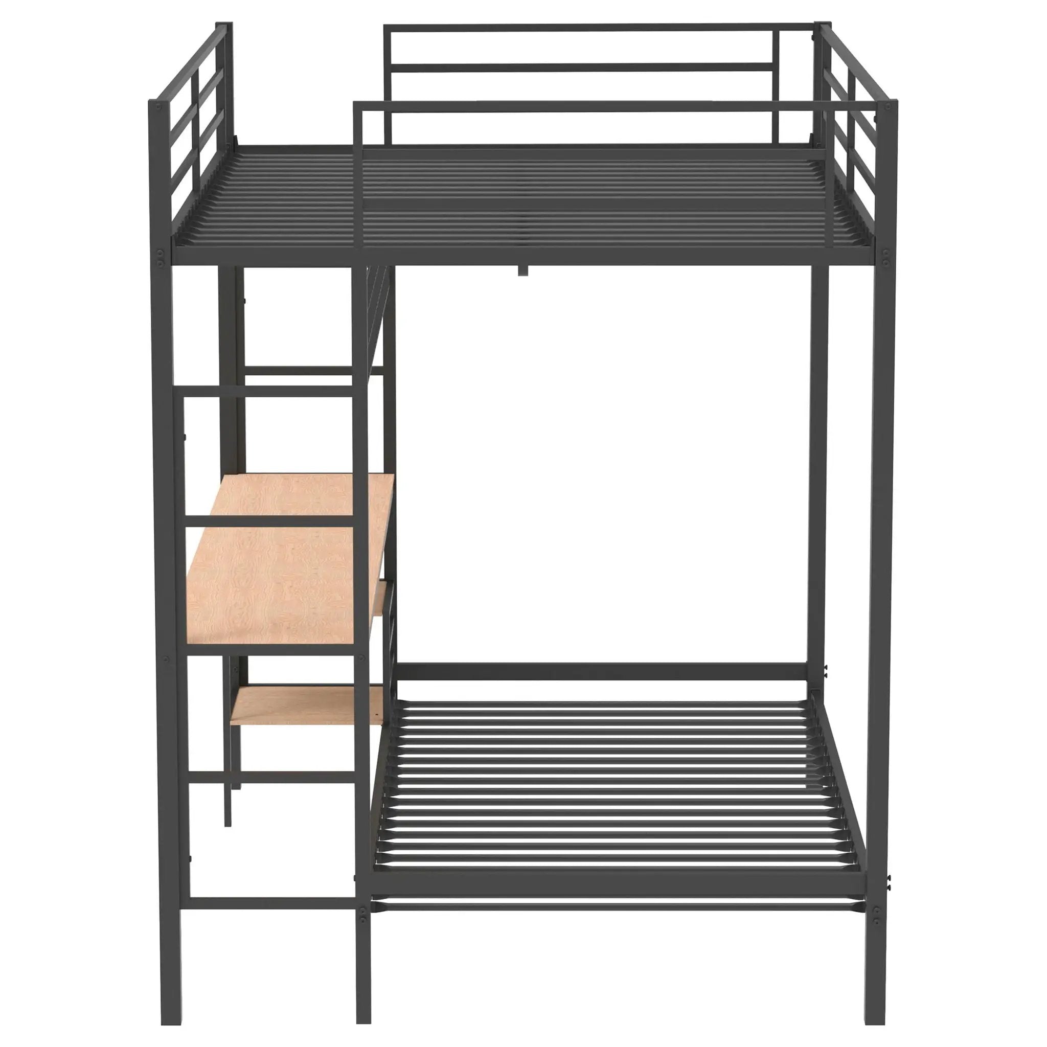 Bettoni Metal Full Over Twin Workstation Bunk Bed Matte Black by Unique Piece Furniture