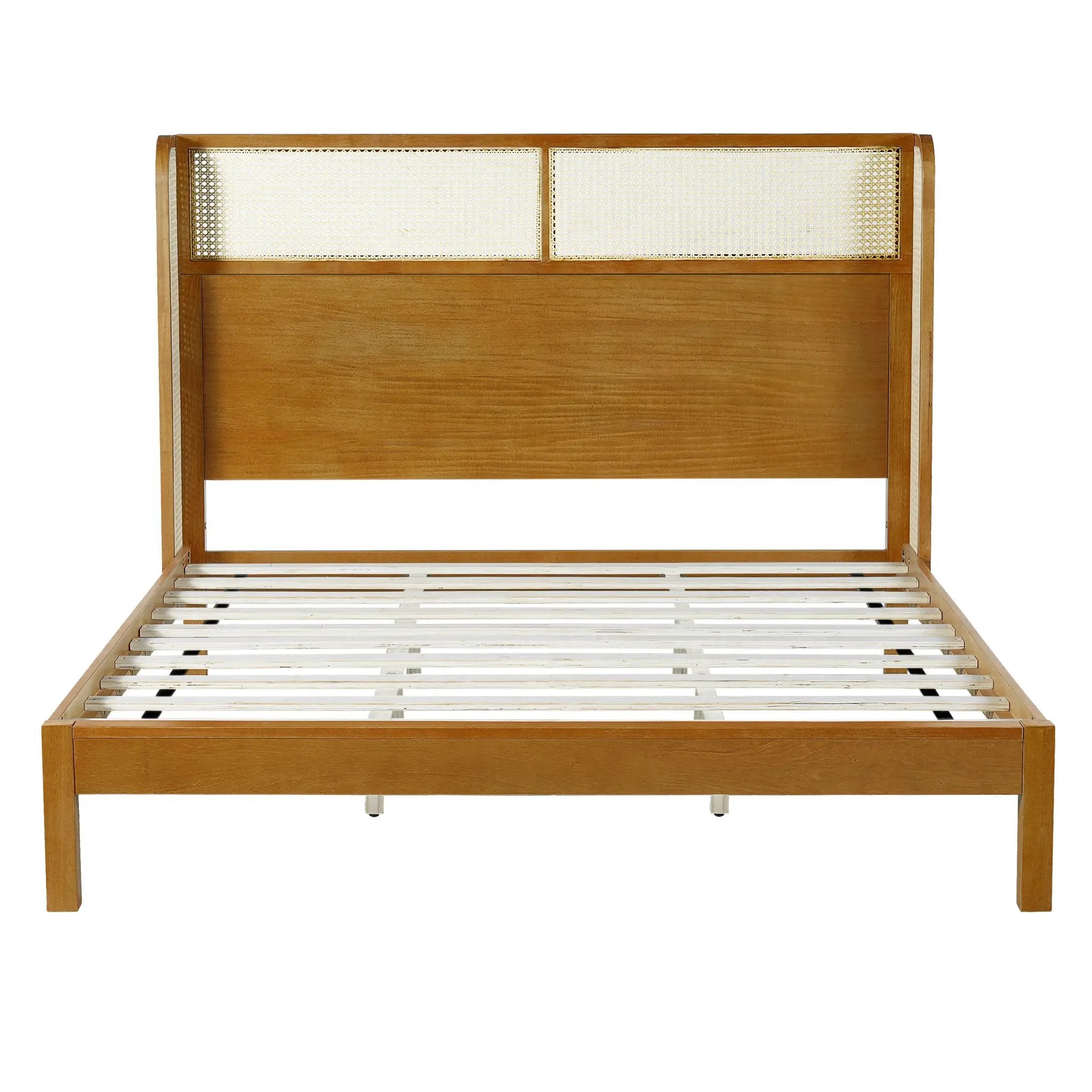 Premium Rubber Wood Platform Bed Frame with Headboard by HouseOfZazla