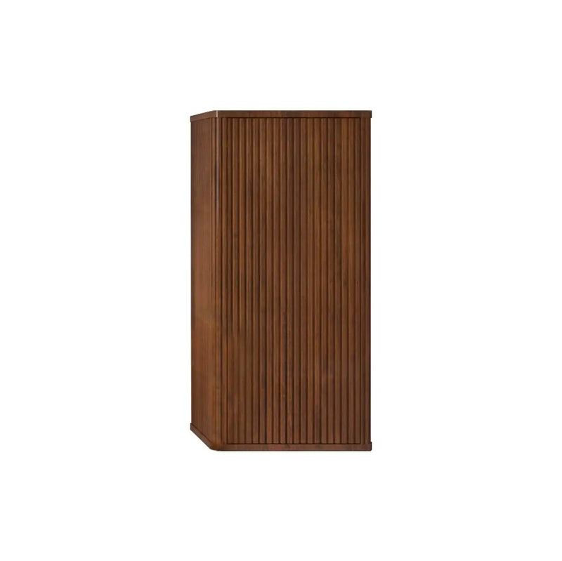 Striped Walnut Bathroom Floating Side Cabinet, Wall-Mounted Storage Cabinet For Small Spaces - Walnut by HouseOfZazla