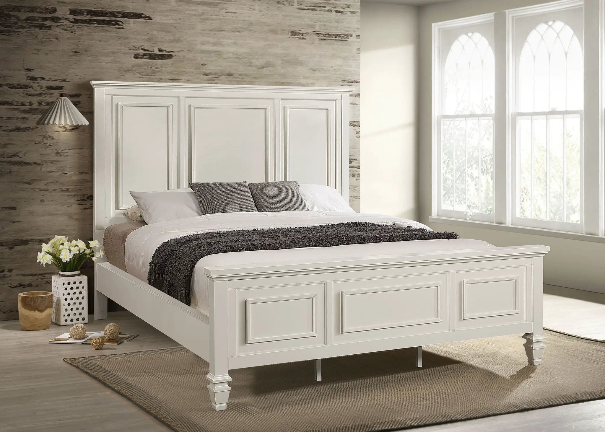 Sandy Beach 63-inch California King Panel Bed Cream White by Unique Piece Furniture
