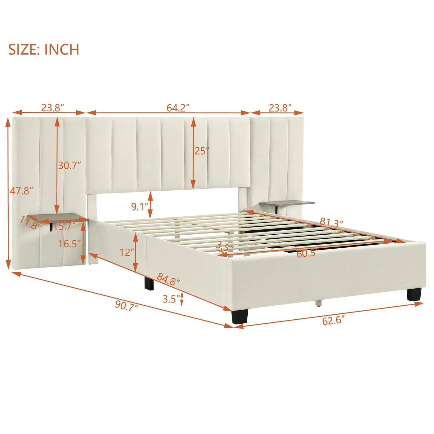 Upholstered Platform Bed With Big Headboard by HouseOfZazla