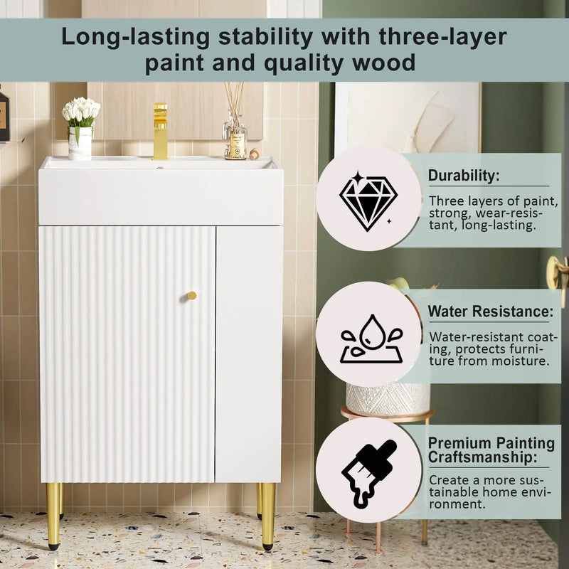 Bathroom Vanity, Combo Cabinet, Bathroom Storage Cabinet, Single Ceramic Sink by HouseOfZazla